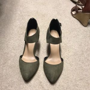 Velvet Olive Green Heels
